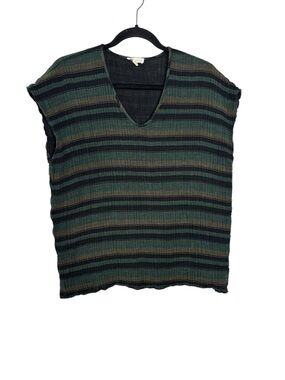 Eileen Fisher Top Striped Organic Cotton Boxy Textured Sleeveless Size L/XL